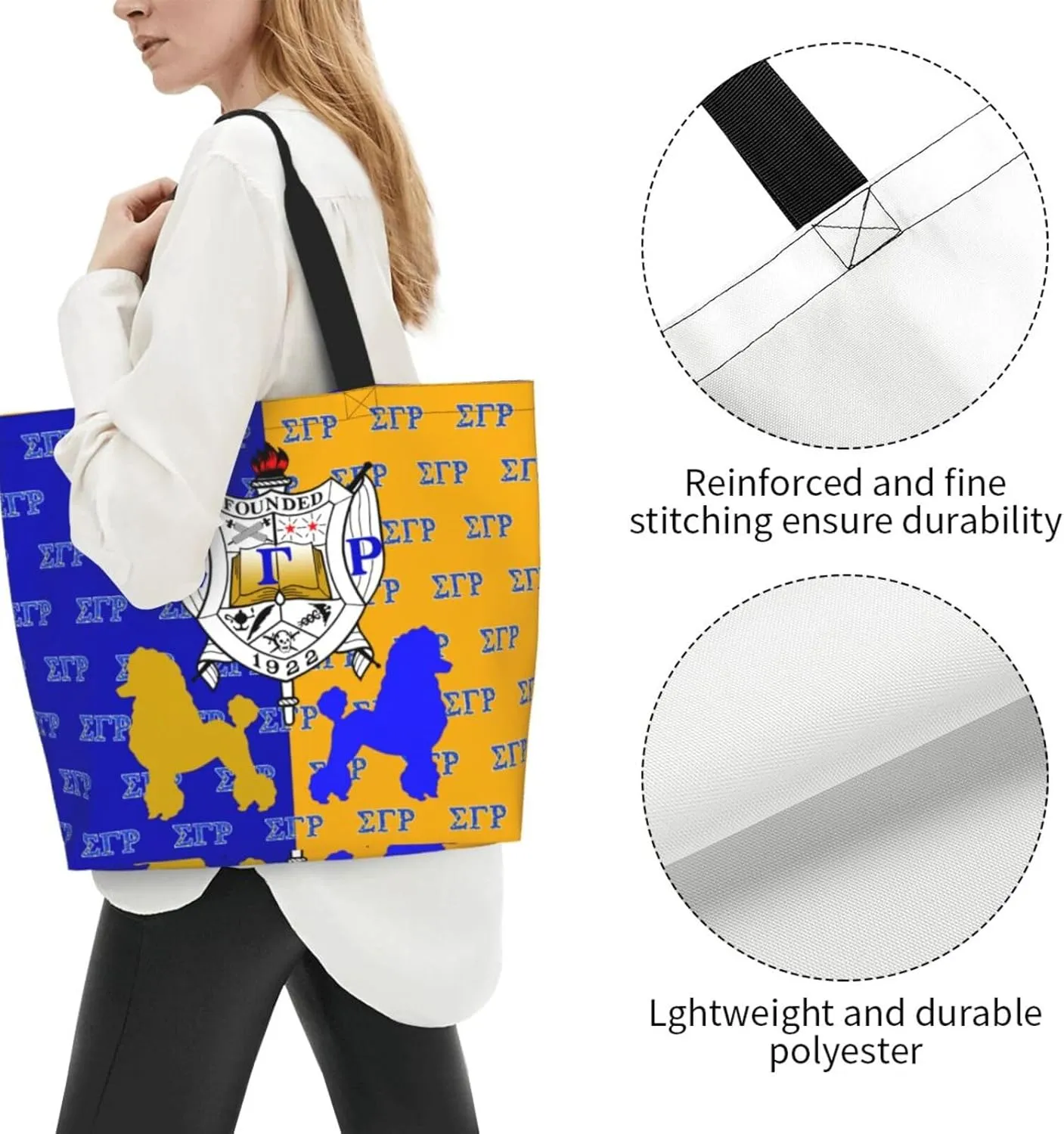 Sorority Tote Bag Sorority Gifts for Women 1922 Reusable Fashion Beach Bag Large Shoulder Shopping Bag