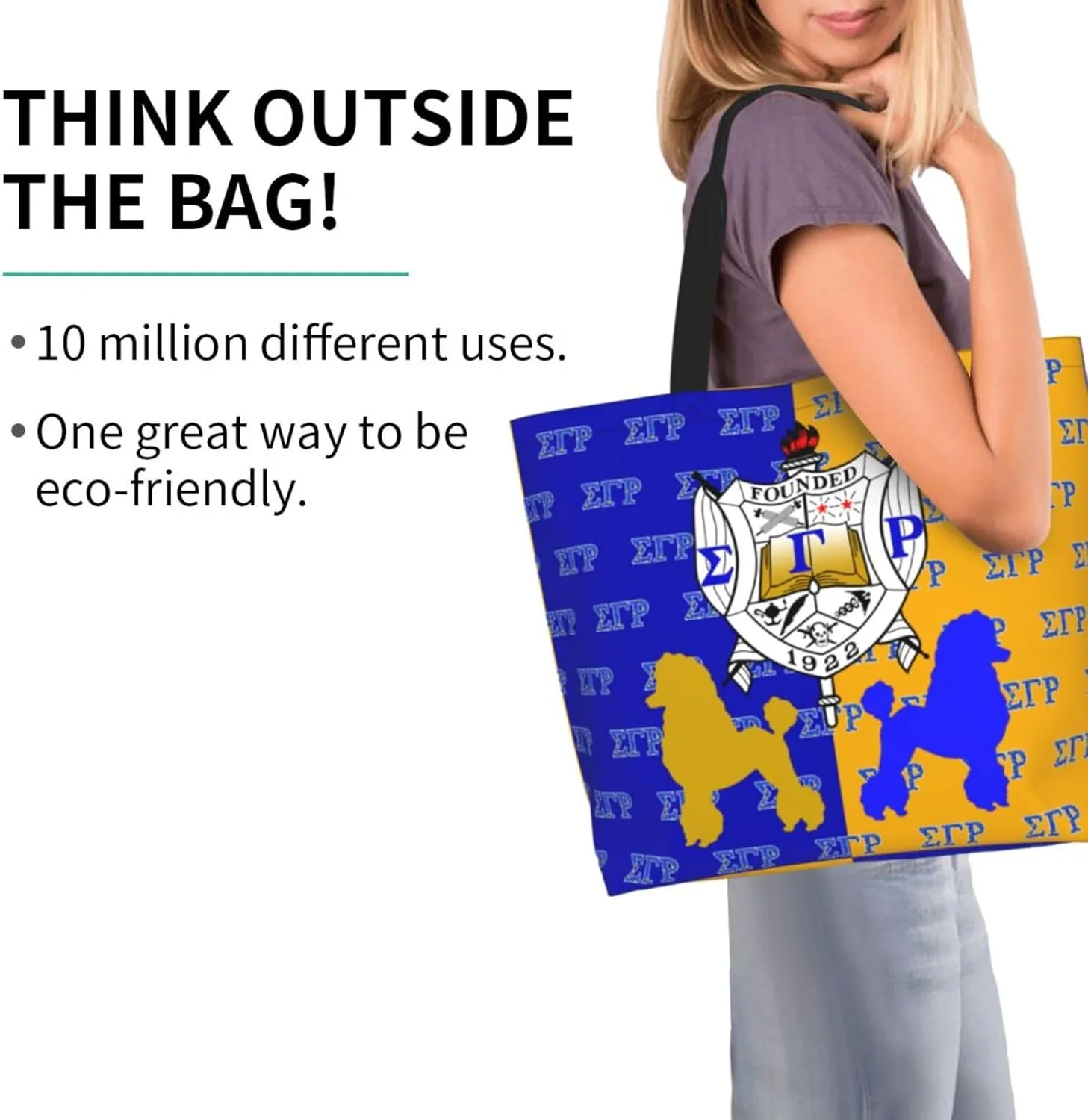 Sorority Tote Bag Sorority Gifts for Women 1922 Reusable Fashion Beach Bag Large Shoulder Shopping Bag