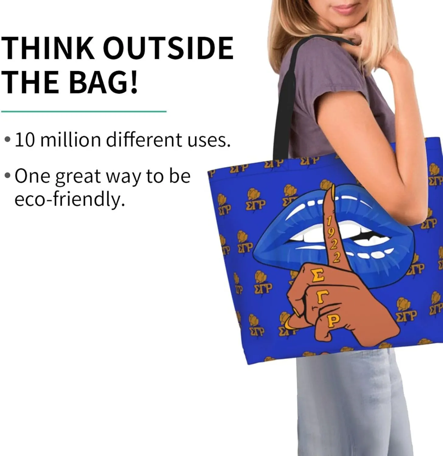 Sorority Tote Bag Sorority Gifts for Women 1922 Reusable Fashion Beach Bag Large Shoulder Shopping Bag