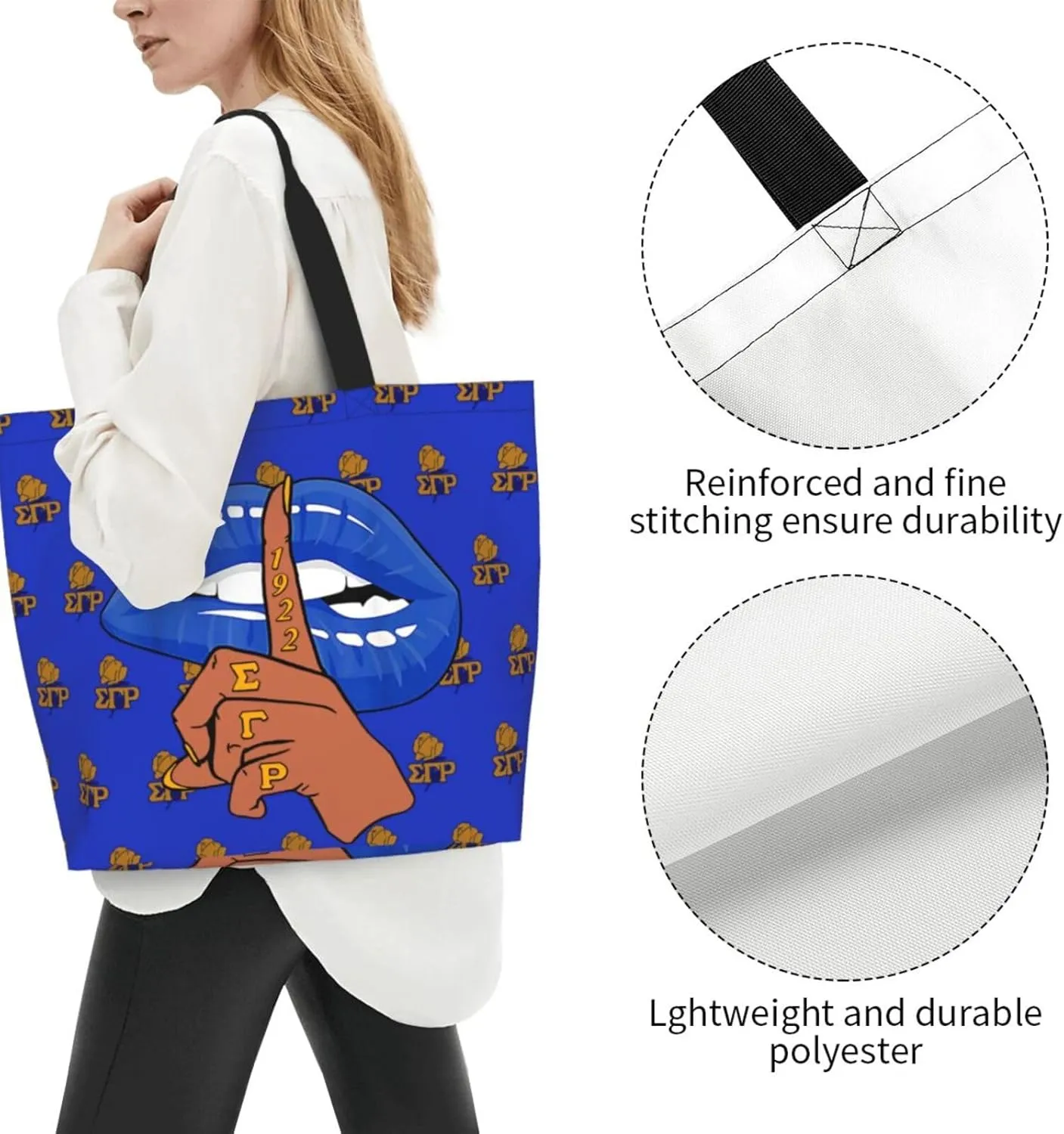 Sorority Tote Bag Sorority Gifts for Women 1922 Reusable Fashion Beach Bag Large Shoulder Shopping Bag