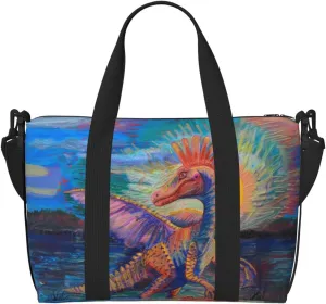 Spinosaurus print Travel Duffel Bag, Sports Tote Gym Bag, Swim Pool Bag Large Shoulder Tote Bag for Beach Weekender