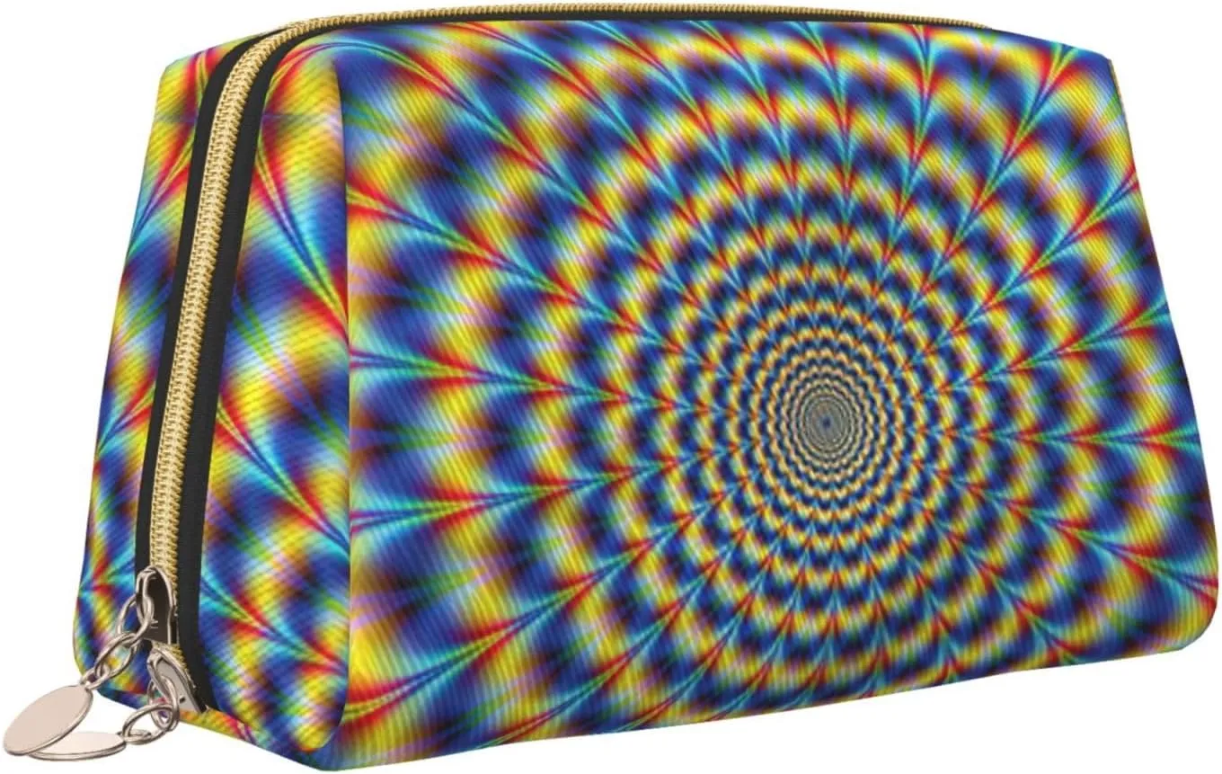 Spiral Optical Illusion Gif Toiletry Pouch, Travel-Friendly Makeup Organizer For Makeup Brushes, Lipsticks