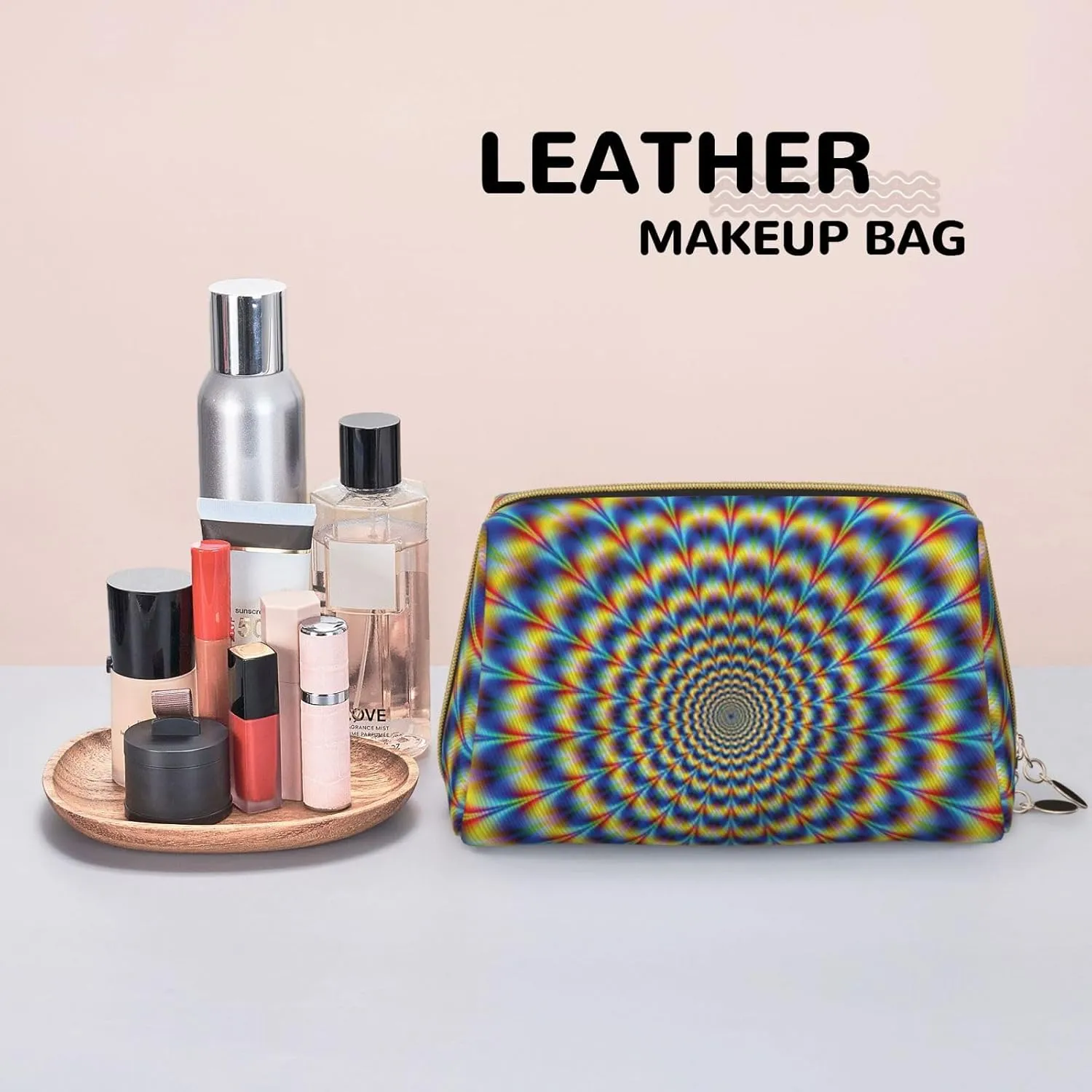 Spiral Optical Illusion Gif Toiletry Pouch, Travel-Friendly Makeup Organizer For Makeup Brushes, Lipsticks