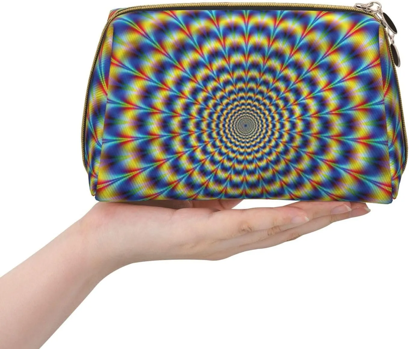 Spiral Optical Illusion Gif Toiletry Pouch, Travel-Friendly Makeup Organizer For Makeup Brushes, Lipsticks