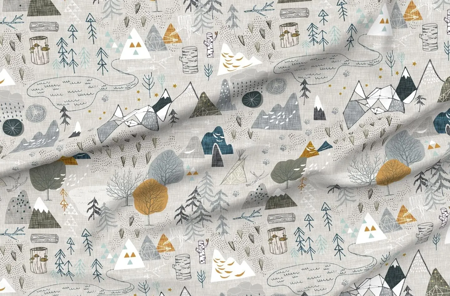 Spoonflower Fabric - Outdoor Adventure Woodland Forest Boys Mountain Range Awaits Printed on Minky Fabric by The Yard - Sewing Baby Blankets Quilt Backing Plush