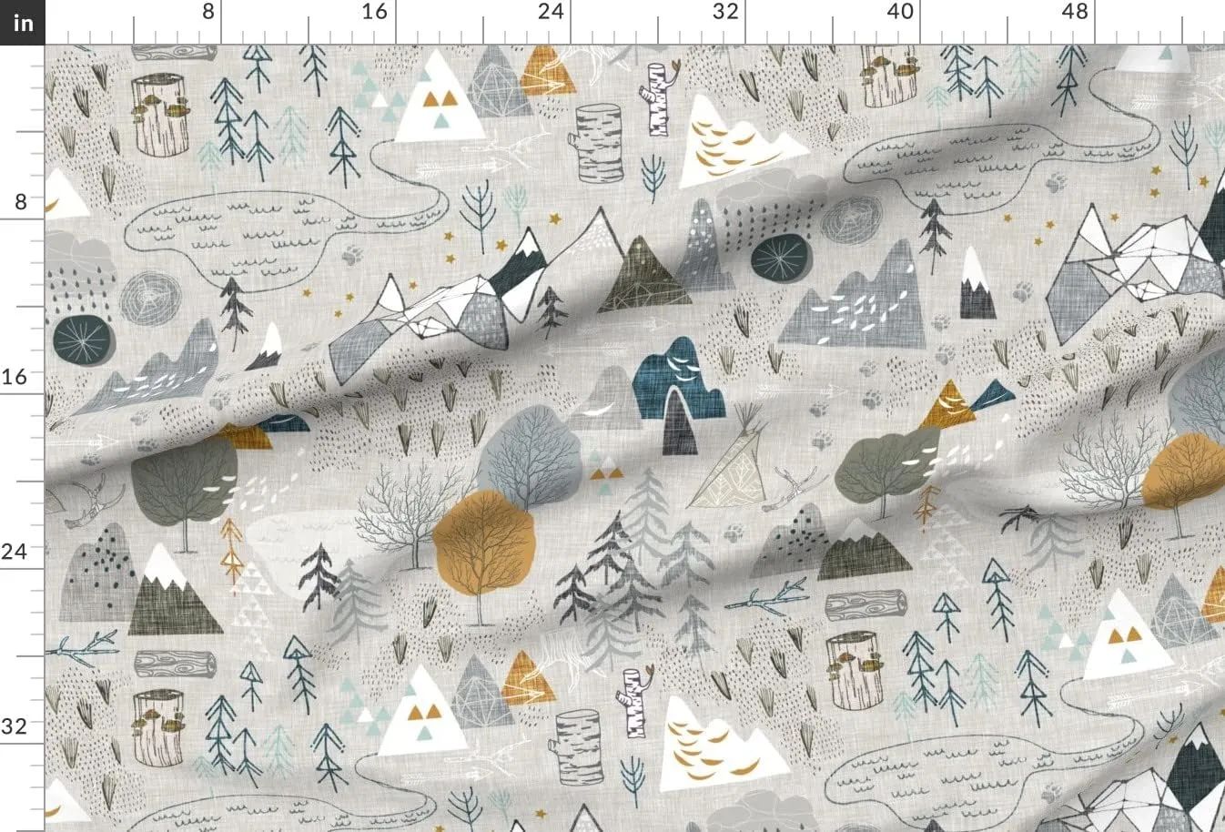 Spoonflower Fabric - Outdoor Adventure Woodland Forest Boys Mountain Range Awaits Printed on Minky Fabric by The Yard - Sewing Baby Blankets Quilt Backing Plush