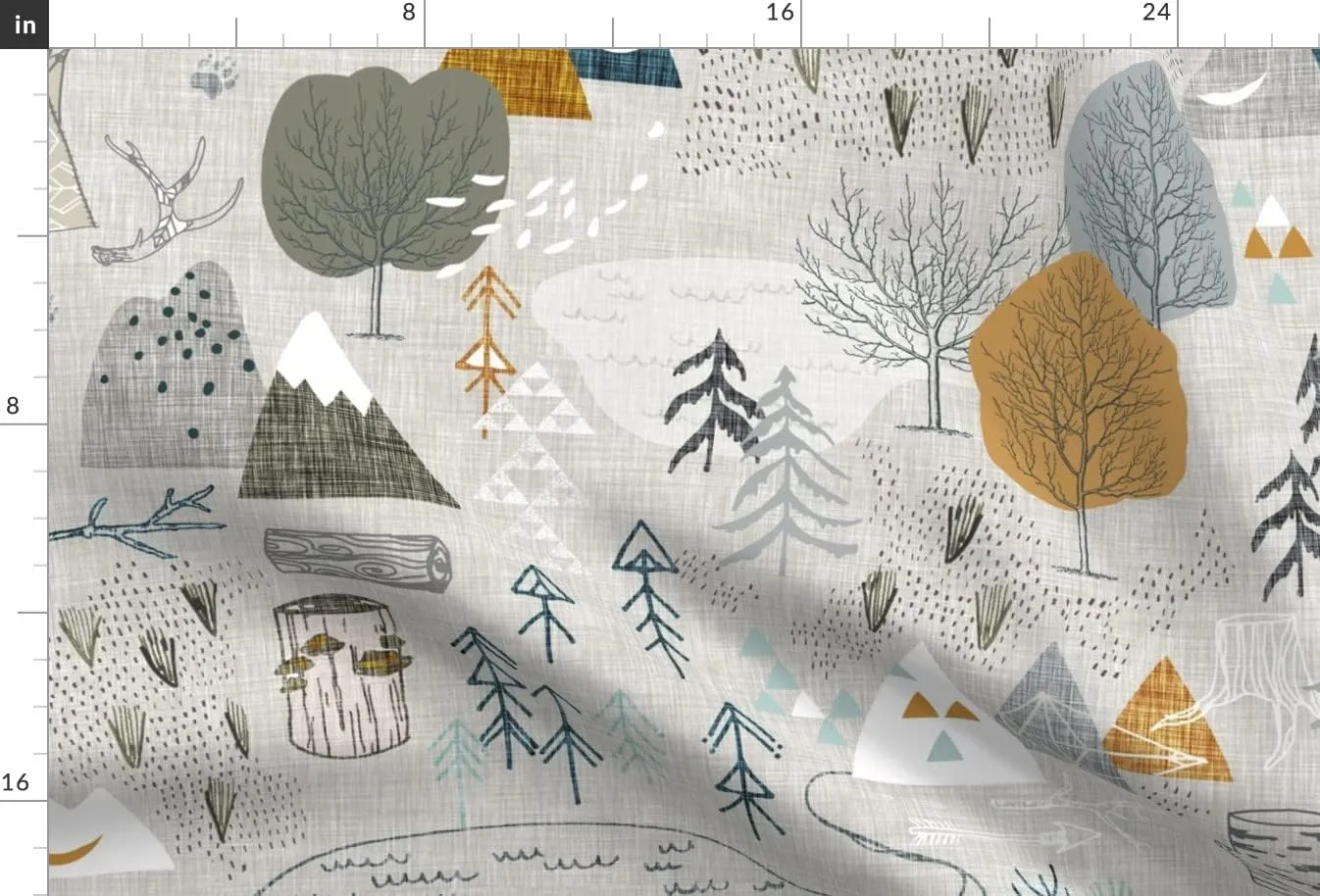 Spoonflower Fabric - Outdoor Adventure Woodland Forest Boys Mountain Range Awaits Printed on Minky Fabric by The Yard - Sewing Baby Blankets Quilt Backing Plush