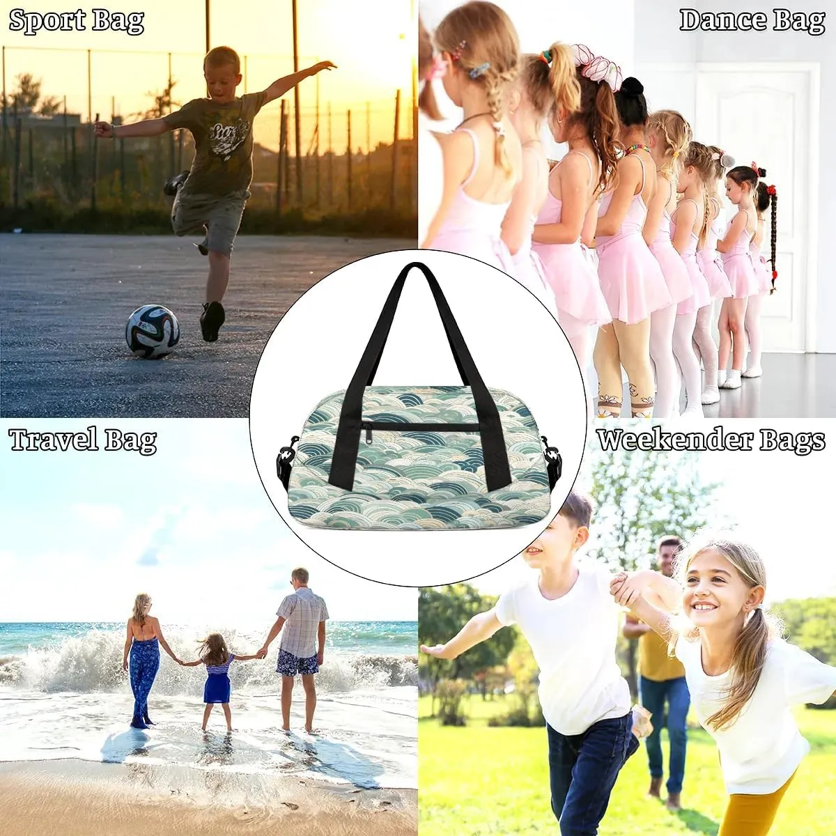 Sport Duffel Bag Abstract Sea Water Kids Gym Bag Weekender Overnight Bags for Boys Girls Teens Carry On Workout Travel Bag