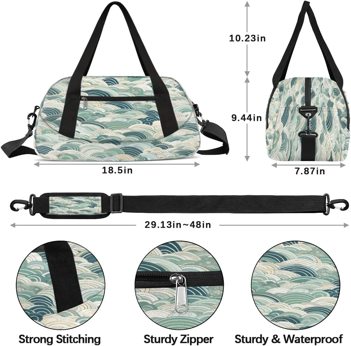 Sport Duffel Bag Abstract Sea Water Kids Gym Bag Weekender Overnight Bags for Boys Girls Teens Carry On Workout Travel Bag