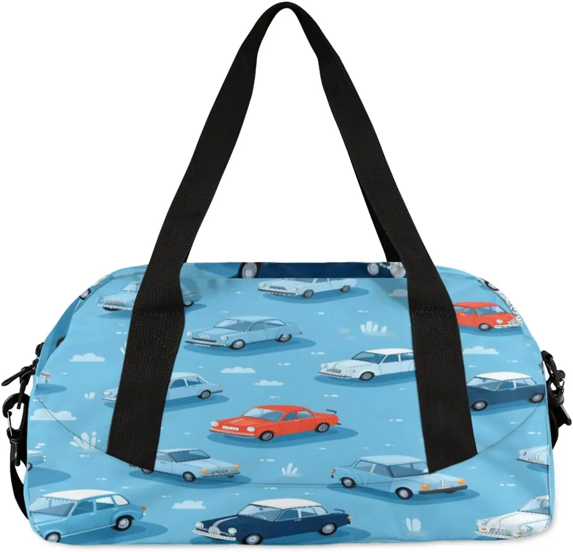 Sport Duffel Bag Cute Cars Kids Gym Bag Weekender Overnight Bags for Boys Girls Teens Carry On Workout Travel Bag