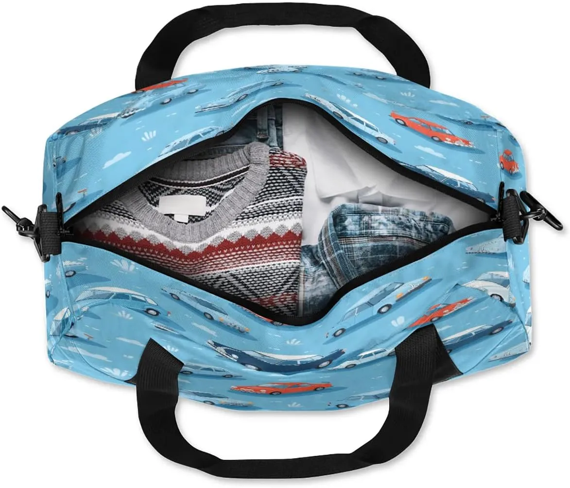 Sport Duffel Bag Cute Cars Kids Gym Bag Weekender Overnight Bags for Boys Girls Teens Carry On Workout Travel Bag