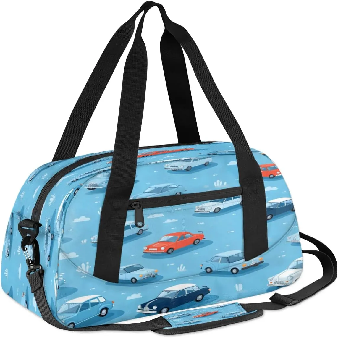 Sport Duffel Bag Cute Cars Kids Gym Bag Weekender Overnight Bags for Boys Girls Teens Carry On Workout Travel Bag