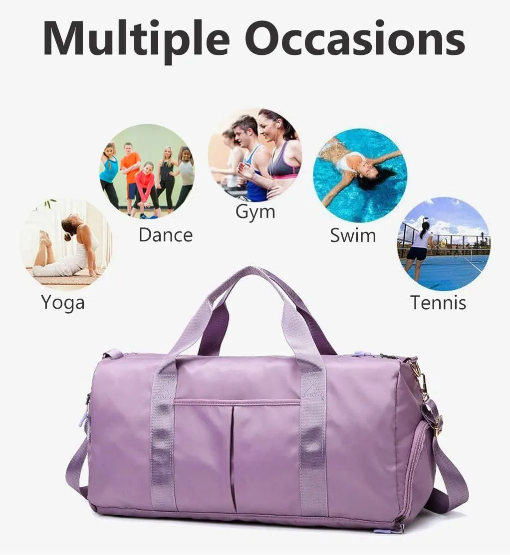 Sports Gym Bag Dance Bag Carry On Weekender Bag for Girls Teen Women, Waterproof Travel Duffle bag with Wet Pocket and Shoe Compartment (Bag Only, Red)
