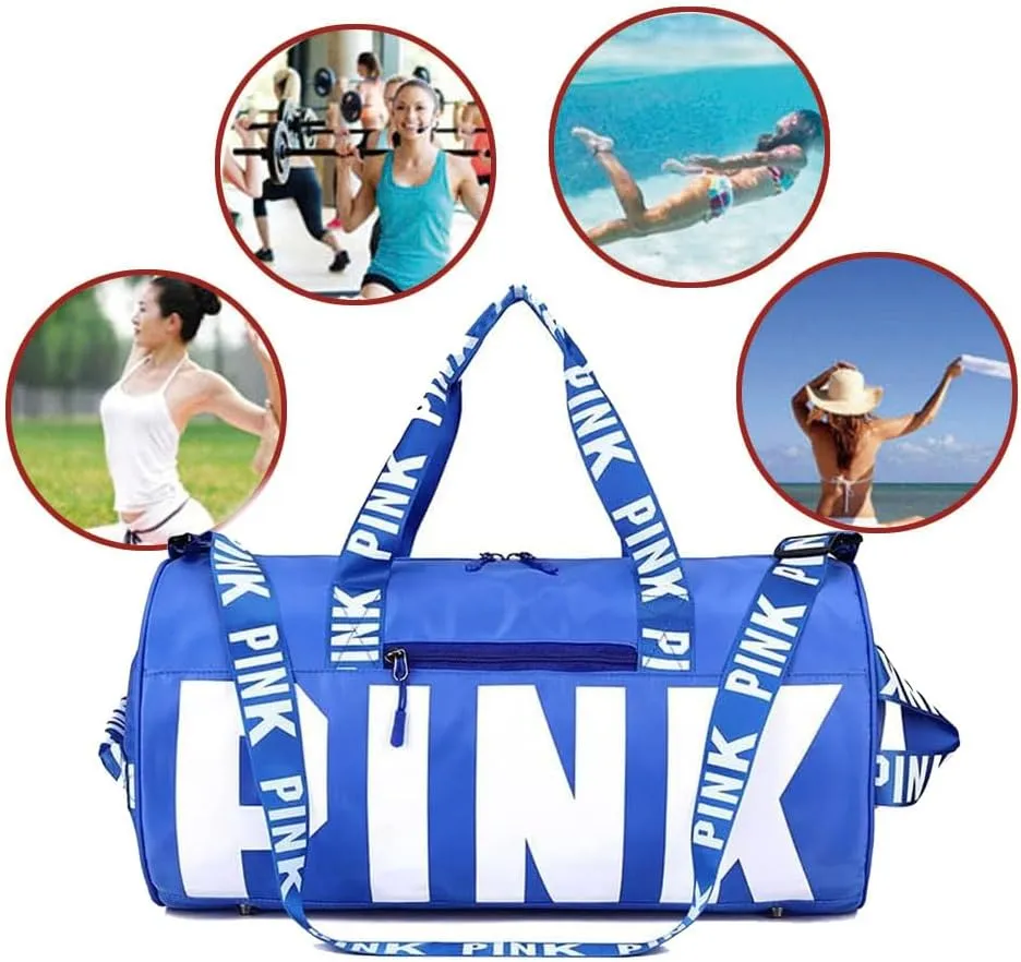 Sports Gym Bag Large Capacity Travel Duffel Bag Sport Shoes Bag with Wet Pocket Compartment for Men and Women Lightweight Multiple Colors (OCEAN BLUE)