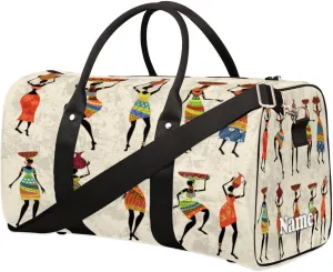 Sports Gym Duffel Bag Customized Name for Women & Men, Abstract Egyptian Tribe Patterns Waterproof Tote Beach Bag Foldable Personal Item Travel Bag for Weekender Overnight Dance Carry-On Bag
