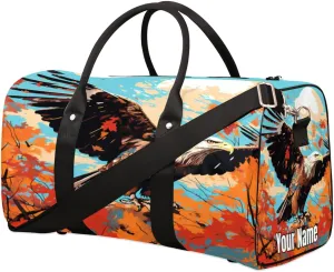 Sports Tote Gym Duffel Bag Birds Falcon Graffiti Customized Name for Women & Men,Waterproof Baseball Bag Foldable Personal Item Travel Bag for Weekender Overnight Dance Carry-On Bag