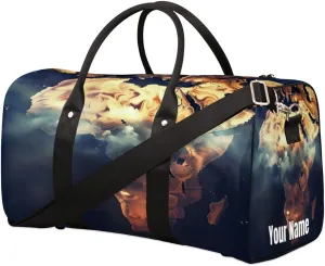 Sports Tote Gym Duffel Bag Egypt Africa Abstract Map Customized Name for Women & Men,Waterproof Baseball Bag Foldable Personal Item Travel Bag for Weekender Overnight Dance Carry-On Bag