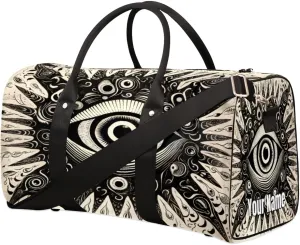 Sports Tote Gym Duffel Bag Retro Gothic Style Eyes Customized Name for Women & Men,Waterproof Baseball Bag Foldable Personal Item Travel Bag for Weekender Overnight Dance Carry-On Bag