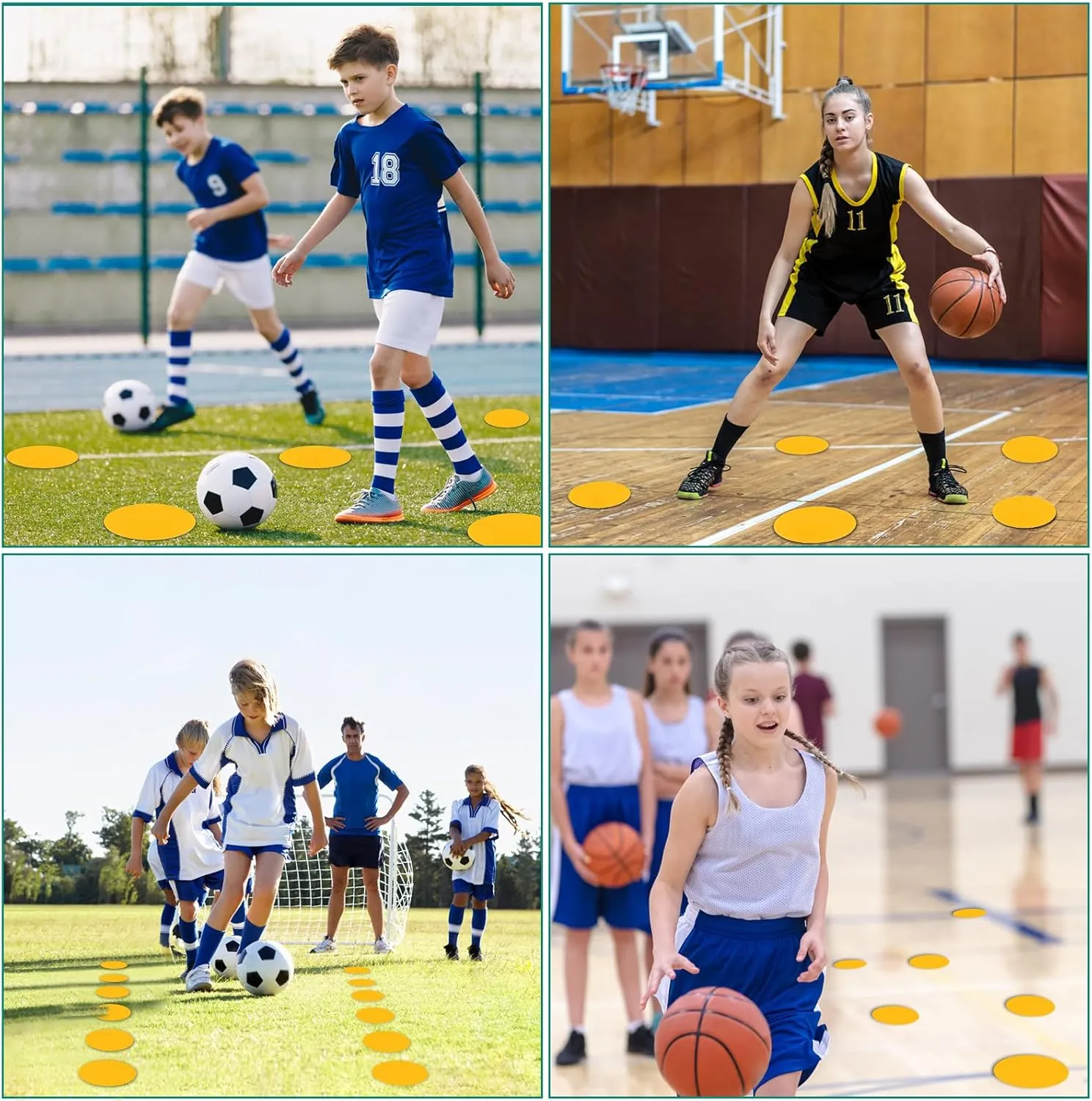 Spot Markers 9inch Rubber Agility Dots Flat Cones Non Slip Sports Dots Floor Spots Agility Markers for Kids Soccer Football Basketball Speed Agility Training