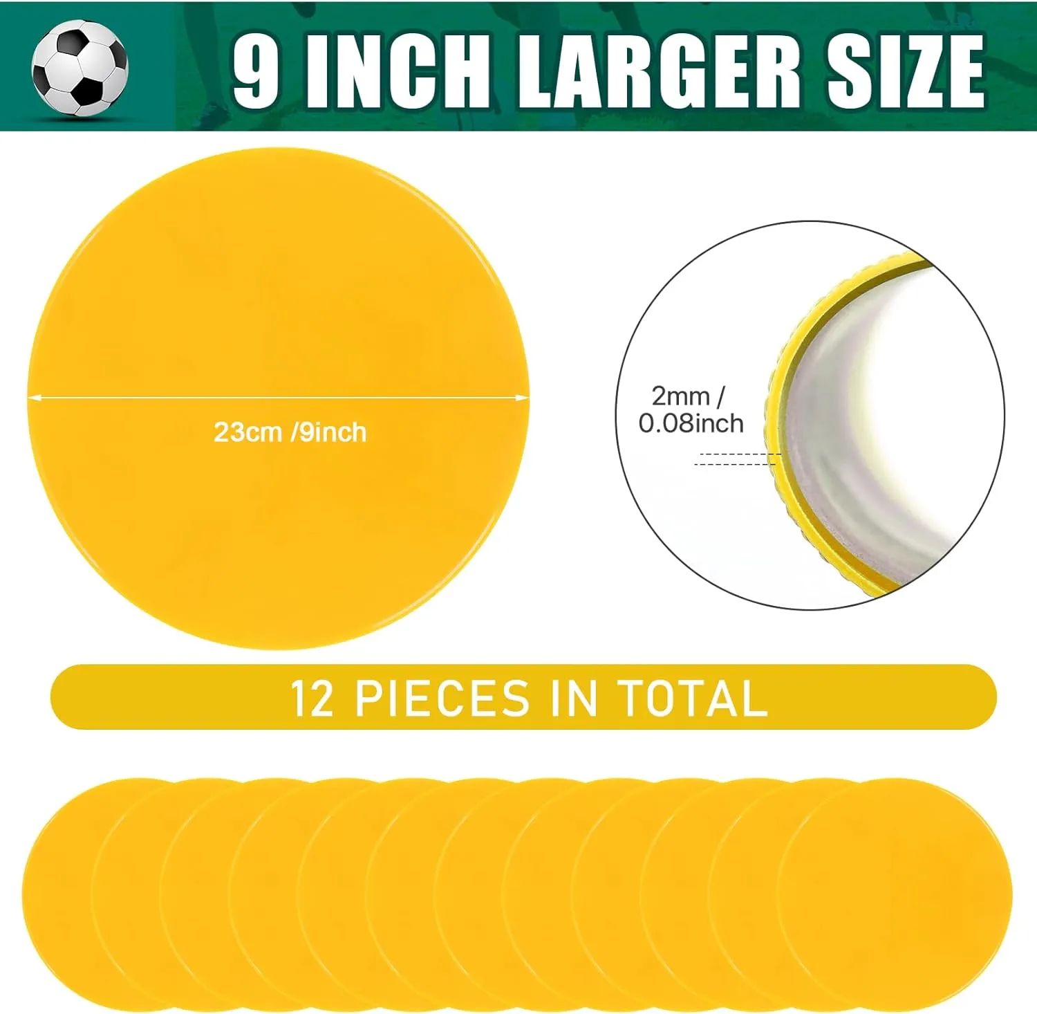 Spot Markers 9inch Rubber Agility Dots Flat Cones Non Slip Sports Dots Floor Spots Agility Markers for Kids Soccer Football Basketball Speed Agility Training