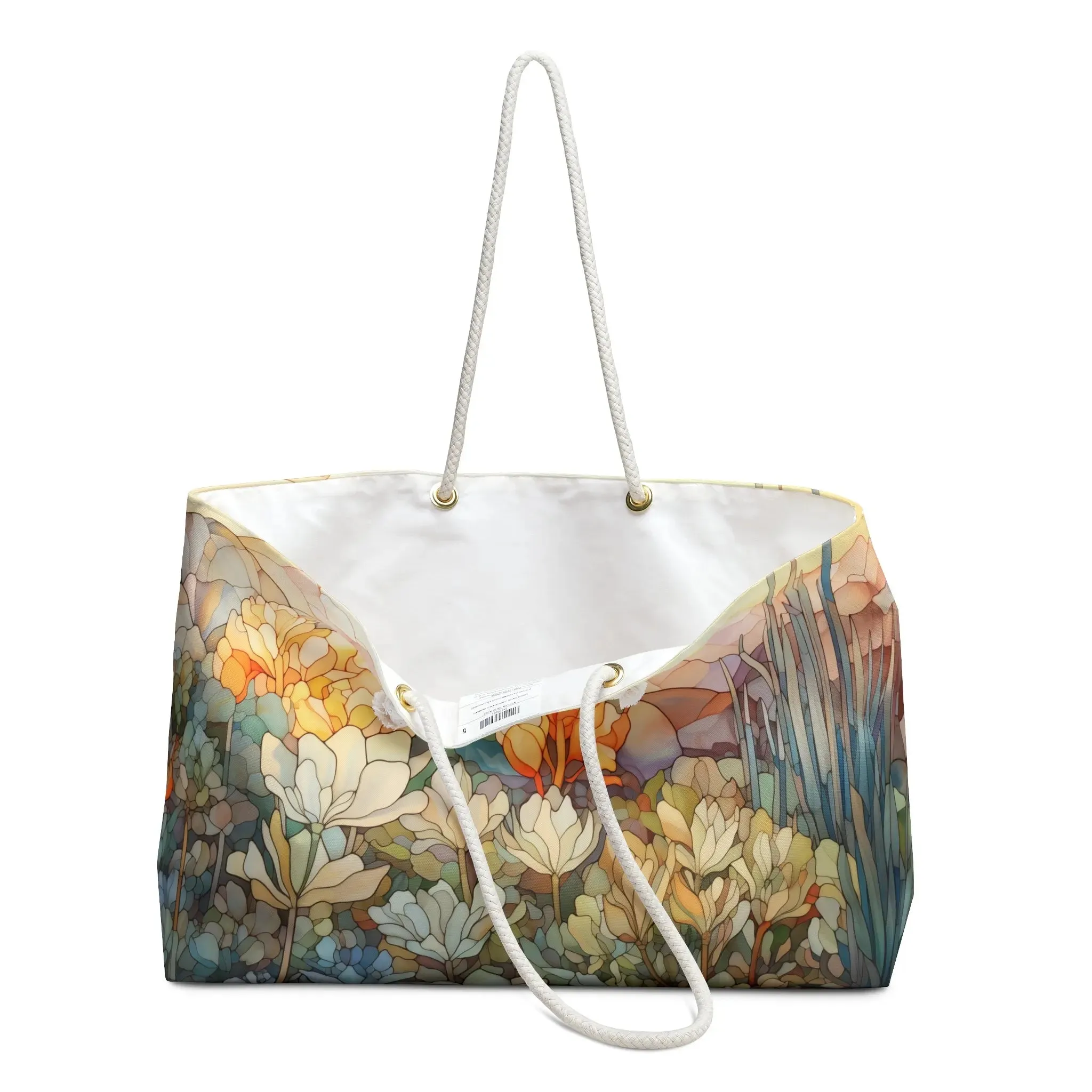 Stained Glass Desert Succulents Oversized Tote Bag
