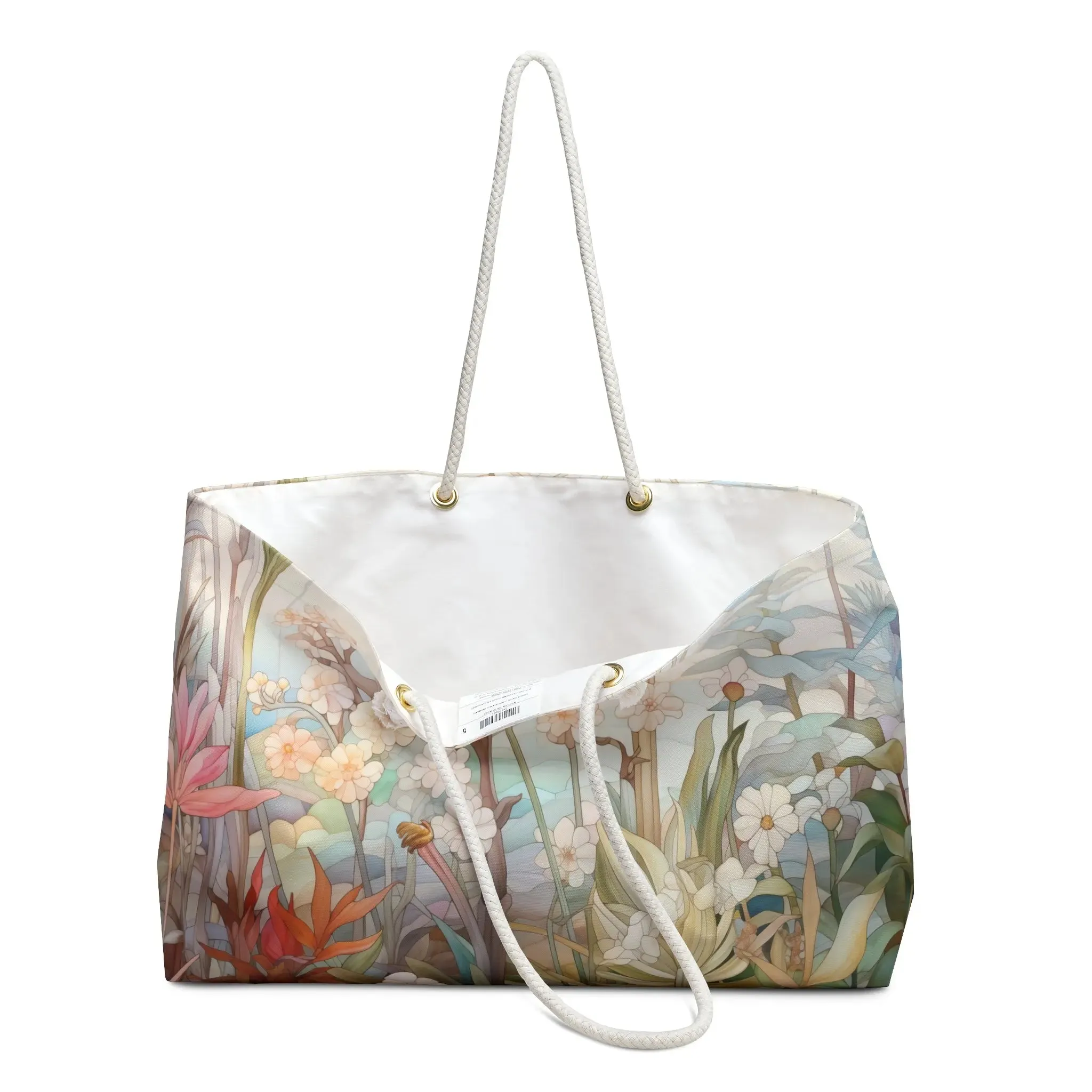 Stained Glass Floral Garden Oversized Tote Bag