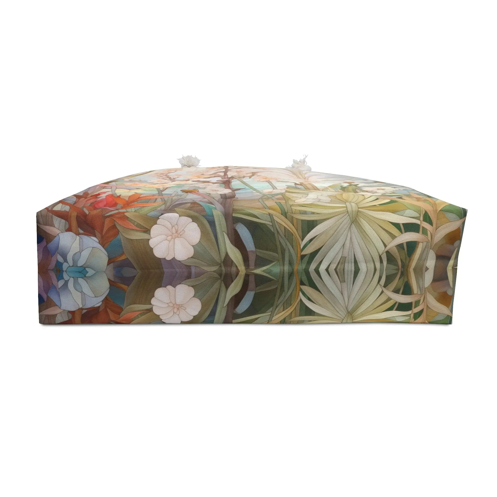 Stained Glass Floral Garden Oversized Tote Bag