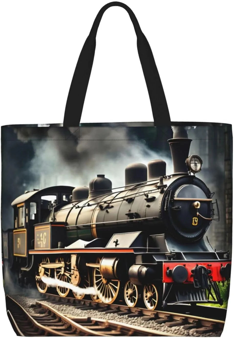 Steam Locomotive Train print Large capacity zipper shoulder convenience bag tote bag Gift travel shopping bag