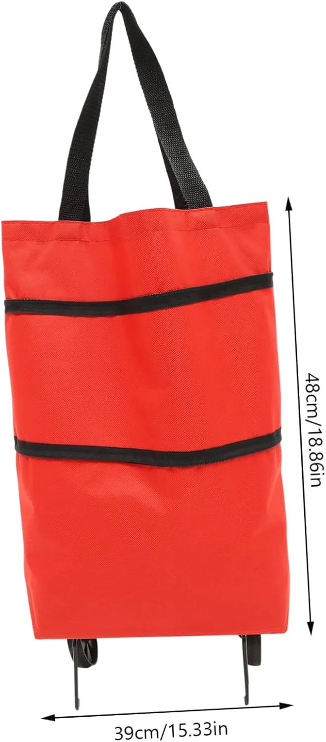 Storage Bag with Wheels Foldable Laundry Bag Shopping Storage Bag Wagons Carts Heavy Duty Foldable Tey