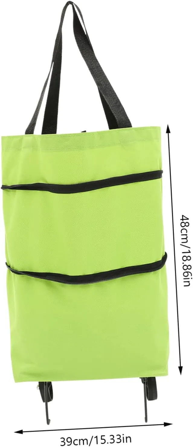 Storage Bag with Wheels Tote Bag Cart Folding Shopping Bags Small Tey Bag Cooler Cart Shopping Bag with