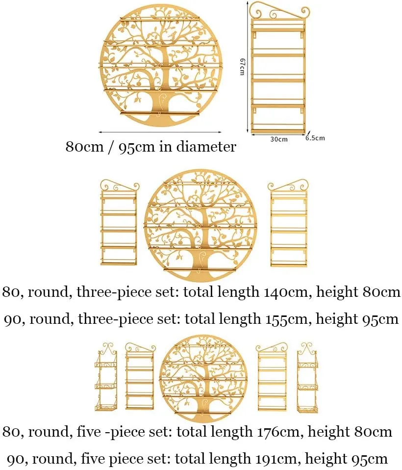 Storage Rack. Wall-Mounted 5-Layer Nail Polish Holder Essential Oil, Tree Silhouette Round Metal Salon Wall Hanging Art Display Stand,Lipstick Perfume Cosmetic, for Nail Salons/Retail Sho/Bla (White