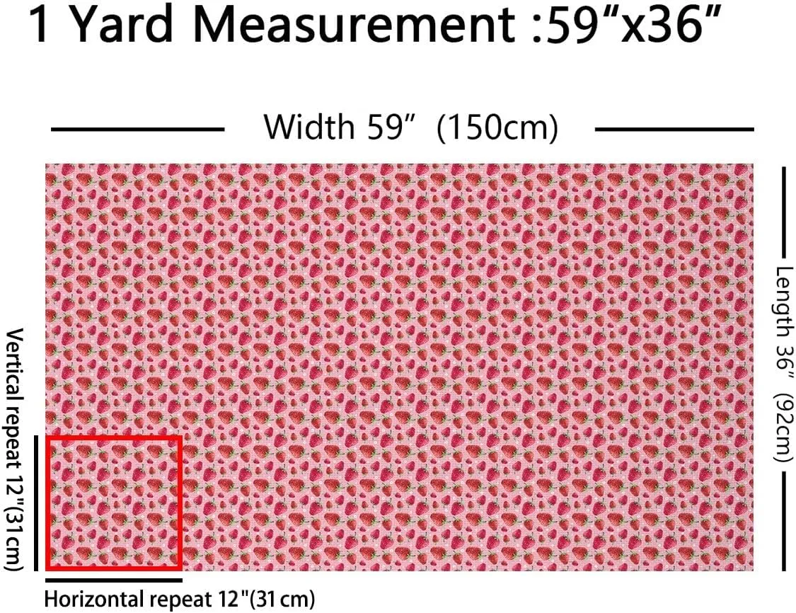 Strawberry Fabric by The Yard 1 Yard Kids Tropical Fruit Print Decorative Waterproof Outdoor Fabric for Chairs Sofa Couch Sweet Strawberry Print Upholstery Fabric Floral Print DIY Reupholstery Fabric
