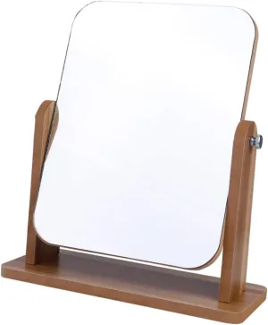 Stylish Wooden Desktop Makeup Mirror Portable Gray Vanity Mirror for Home Salon Use Durable Design Desk Mirror Decor for Living and Bedroom