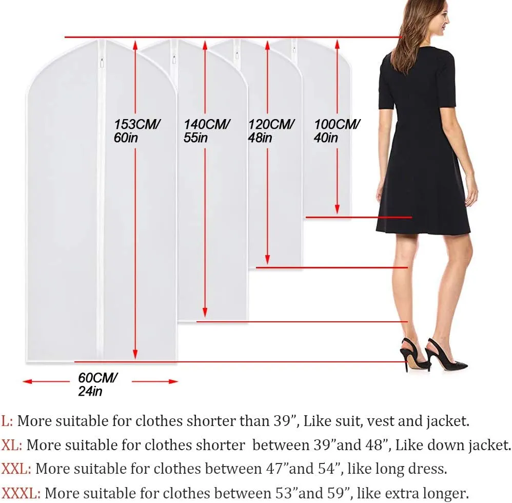 Suit Bags for Closet Storage Hanging Garment Bag 24''X40'' Lightweight Clear Full Zipper Suit Bags (Set of 6) PEVA Breathable Garment Cover for Suit Closet Clothes Storage