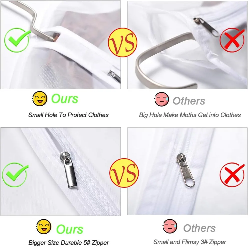 Suit Bags for Closet Storage Hanging Garment Bag 24''X40'' Lightweight Clear Full Zipper Suit Bags (Set of 6) PEVA Breathable Garment Cover for Suit Closet Clothes Storage