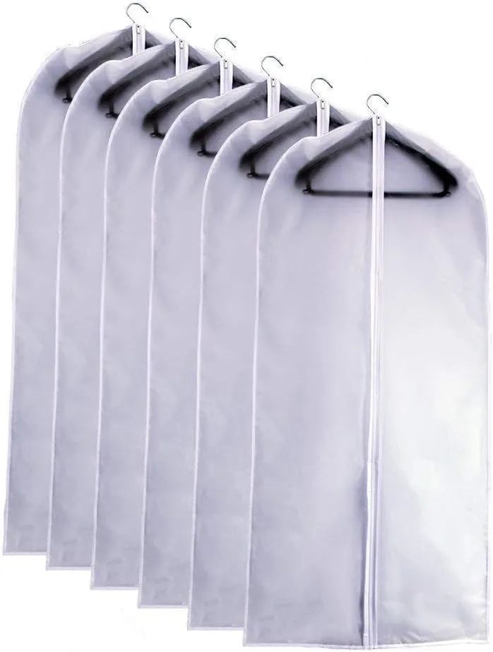 Suit Bags for Closet Storage Hanging Garment Bag 24''X40'' Lightweight Clear Full Zipper Suit Bags (Set of 6) PEVA Breathable Garment Cover for Suit Closet Clothes Storage