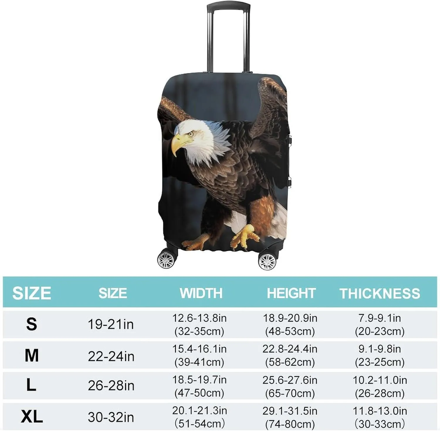 Suitcase Covers for Luggage Bald Eagle Fashion Luggage Cover Washable Protector Waterproof Suitcase Cover Anti-scratch Travel Suitcases Covers Case for 19-32 Inch Luggages L