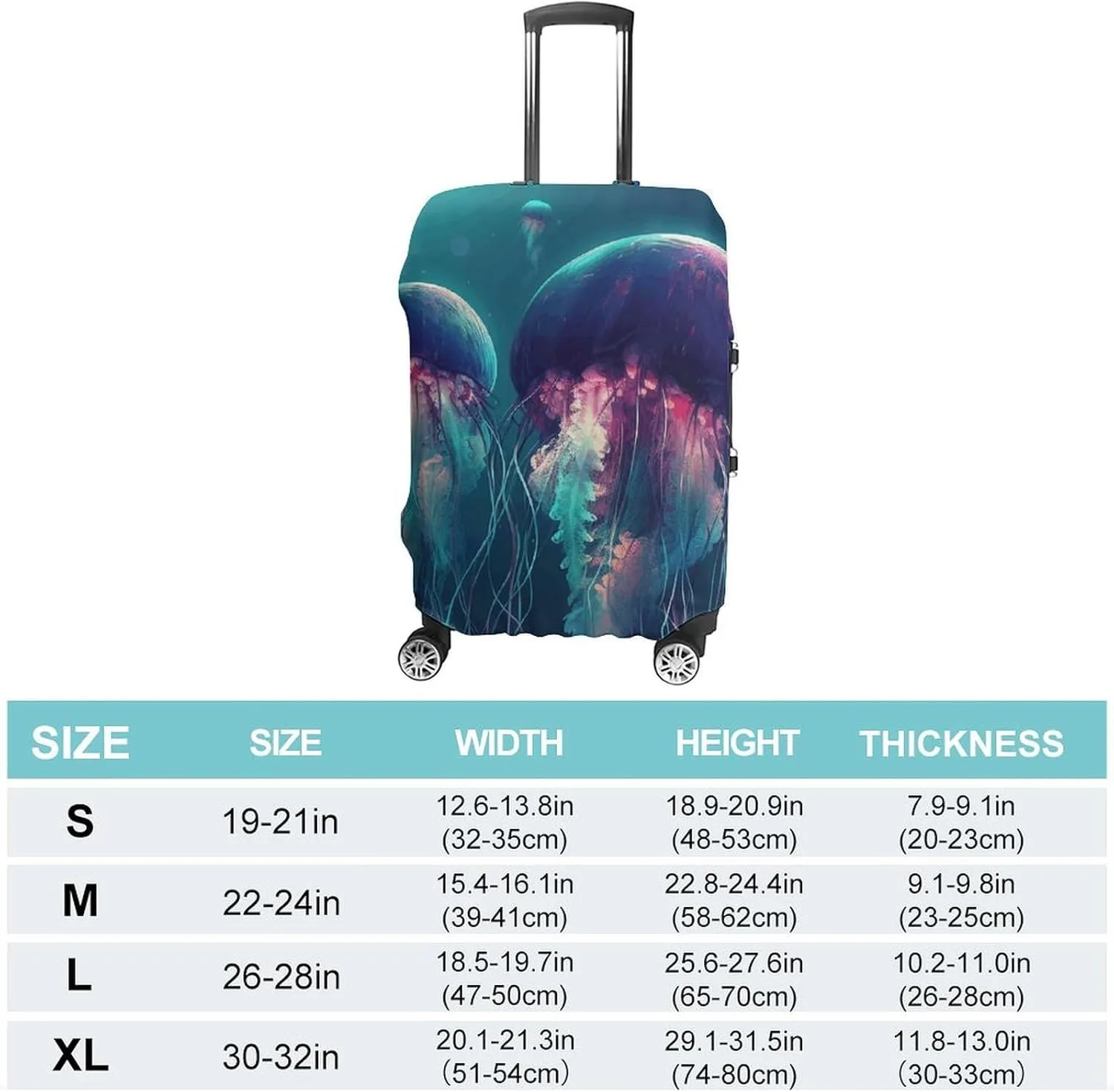 Suitcase Covers for Luggage Color Jellyfish Fashion Luggage Cover Washable Protector Waterproof Suitcase Cover Anti-scratch Travel Suitcases Covers Case for 19-32 Inch Luggages XL