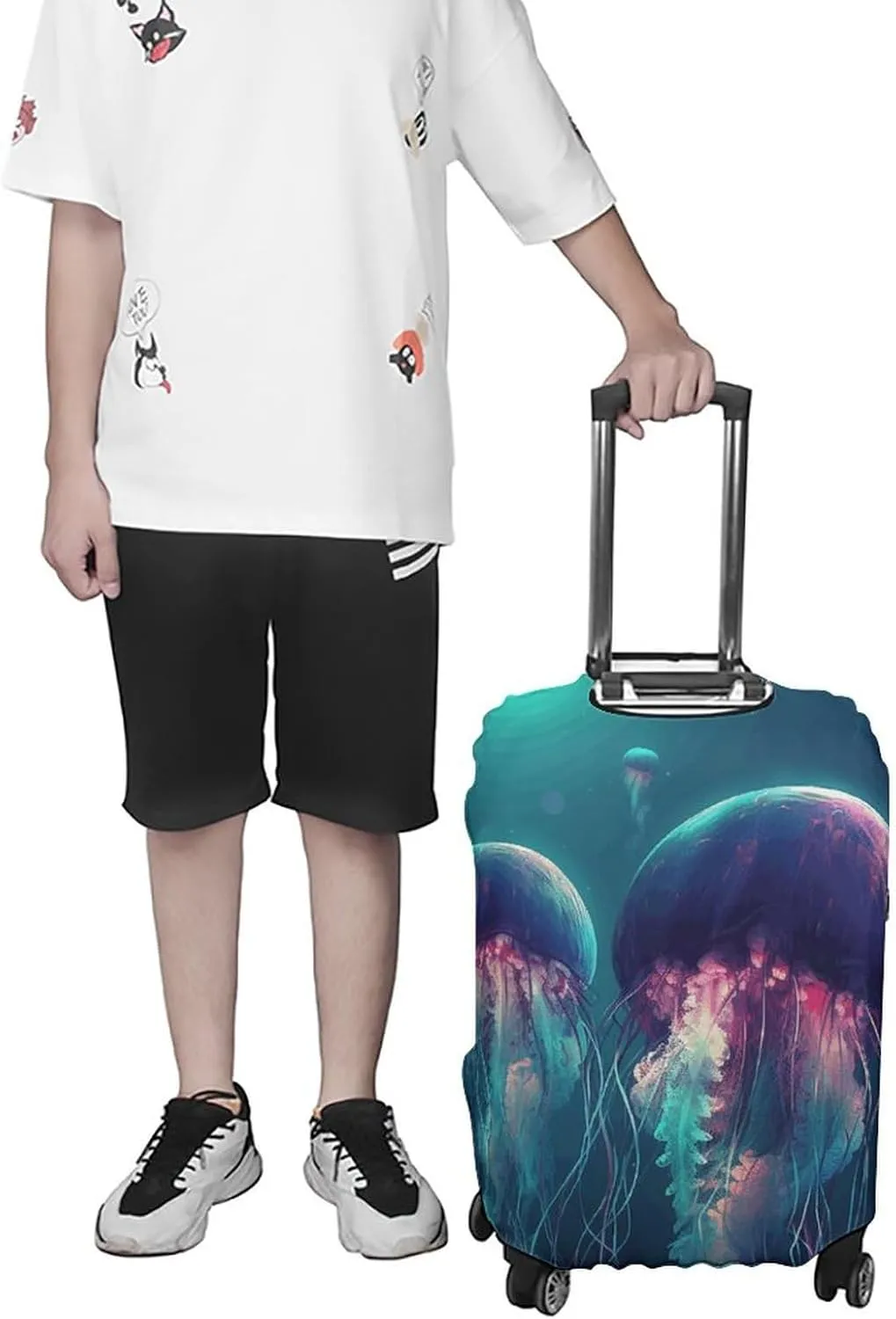 Suitcase Covers for Luggage Color Jellyfish Fashion Luggage Cover Washable Protector Waterproof Suitcase Cover Anti-scratch Travel Suitcases Covers Case for 19-32 Inch Luggages XL