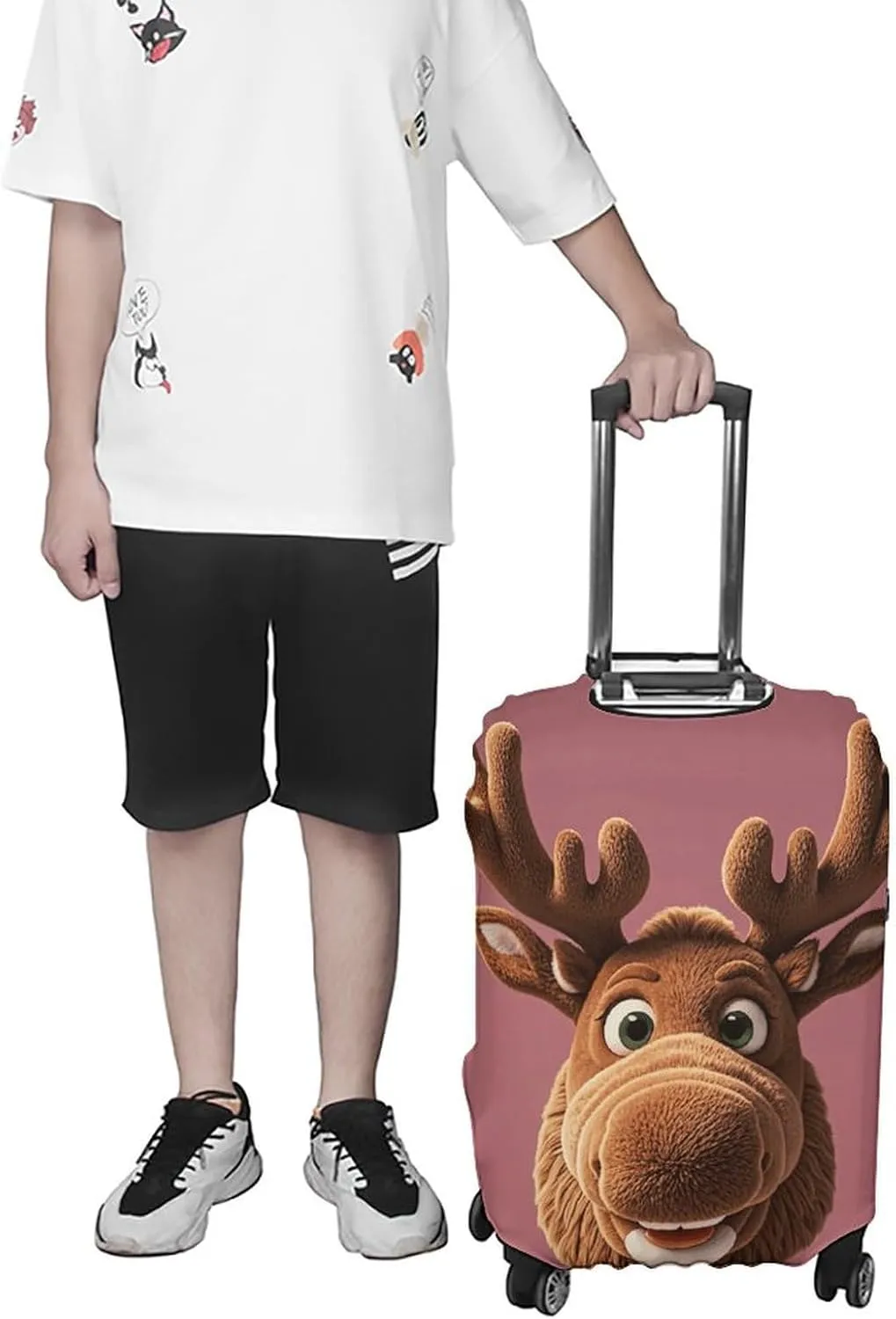 Suitcase Covers for Luggage Funny Christmas Moose Head Fashion Luggage Cover Washable Protector Waterproof Suitcase Cover Anti-scratch Travel Suitcases Covers Case for 19-32 Inch Luggages M