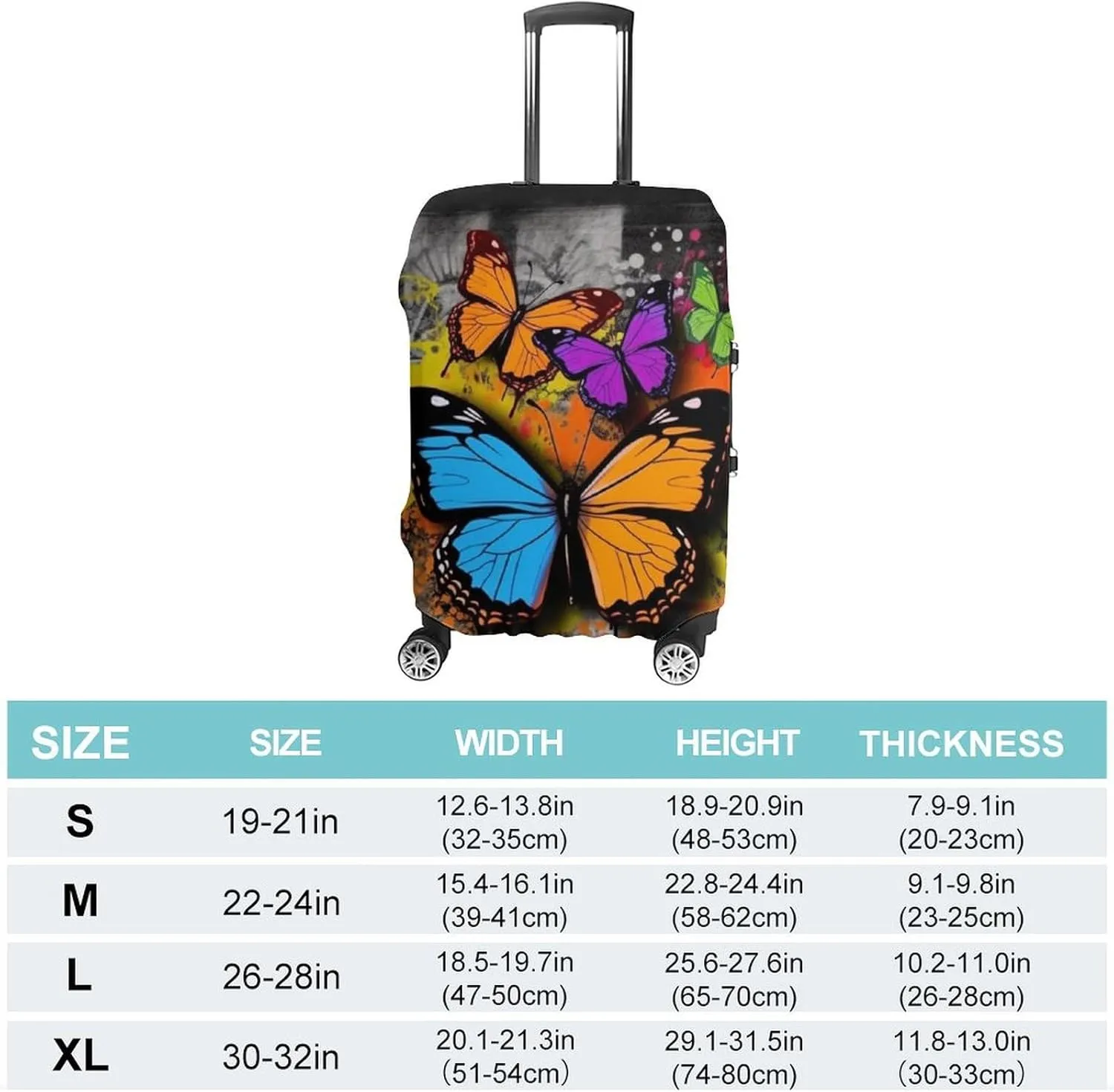 Suitcase Covers for Luggage Graffiti Butterfly Fashion Luggage Cover Washable Protector Waterproof Suitcase Cover Anti-scratch Travel Suitcases Covers Case for 19-32 Inch Luggages L
