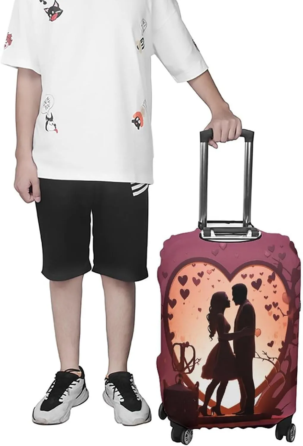 Suitcase Covers for Luggage Kissing Silhouette Fashion Luggage Cover Washable Protector Waterproof Suitcase Cover Anti-scratch Travel Suitcases Covers Case for 19-32 Inch Luggages XL
