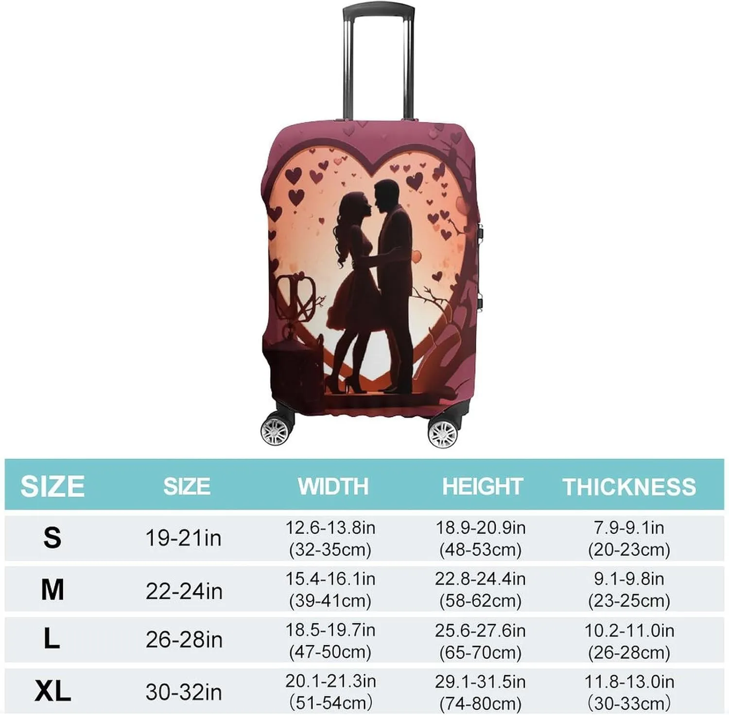 Suitcase Covers for Luggage Kissing Silhouette Fashion Luggage Cover Washable Protector Waterproof Suitcase Cover Anti-scratch Travel Suitcases Covers Case for 19-32 Inch Luggages XL