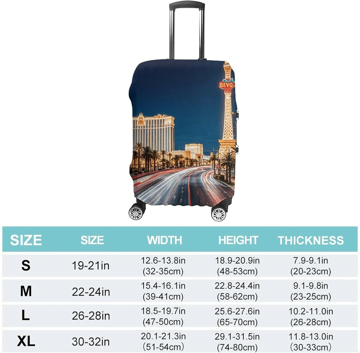 Suitcase Covers for Luggage Las Vegas Night Fashion Luggage Cover Washable Protector Waterproof Suitcase Cover Anti-scratch Travel Suitcases Covers Case for 19-32 Inch Luggages L