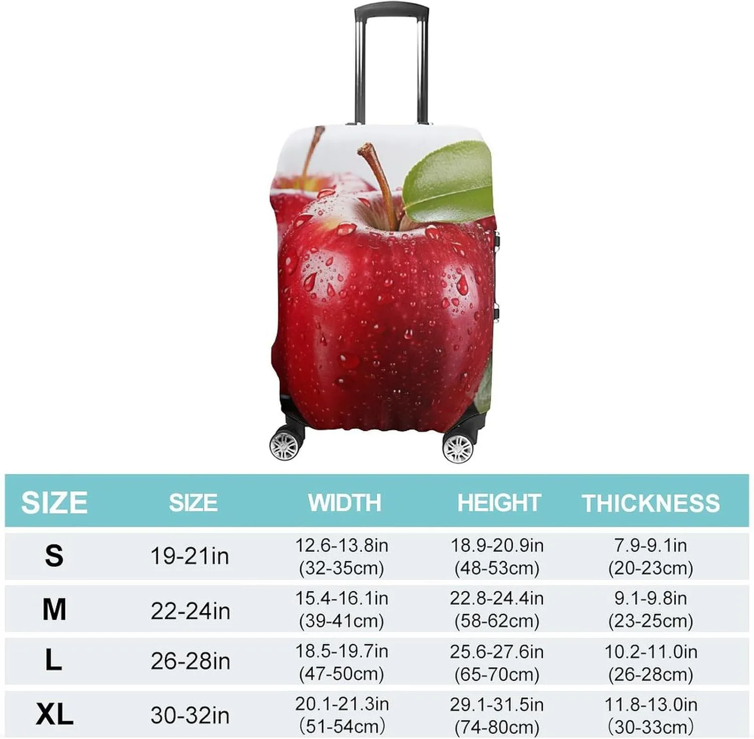 Suitcase Covers for Luggage Red Apple Fruit Fashion Luggage Cover Washable Protector Waterproof Suitcase Cover Anti-scratch Travel Suitcases Covers Case for 19-32 Inch Luggages S