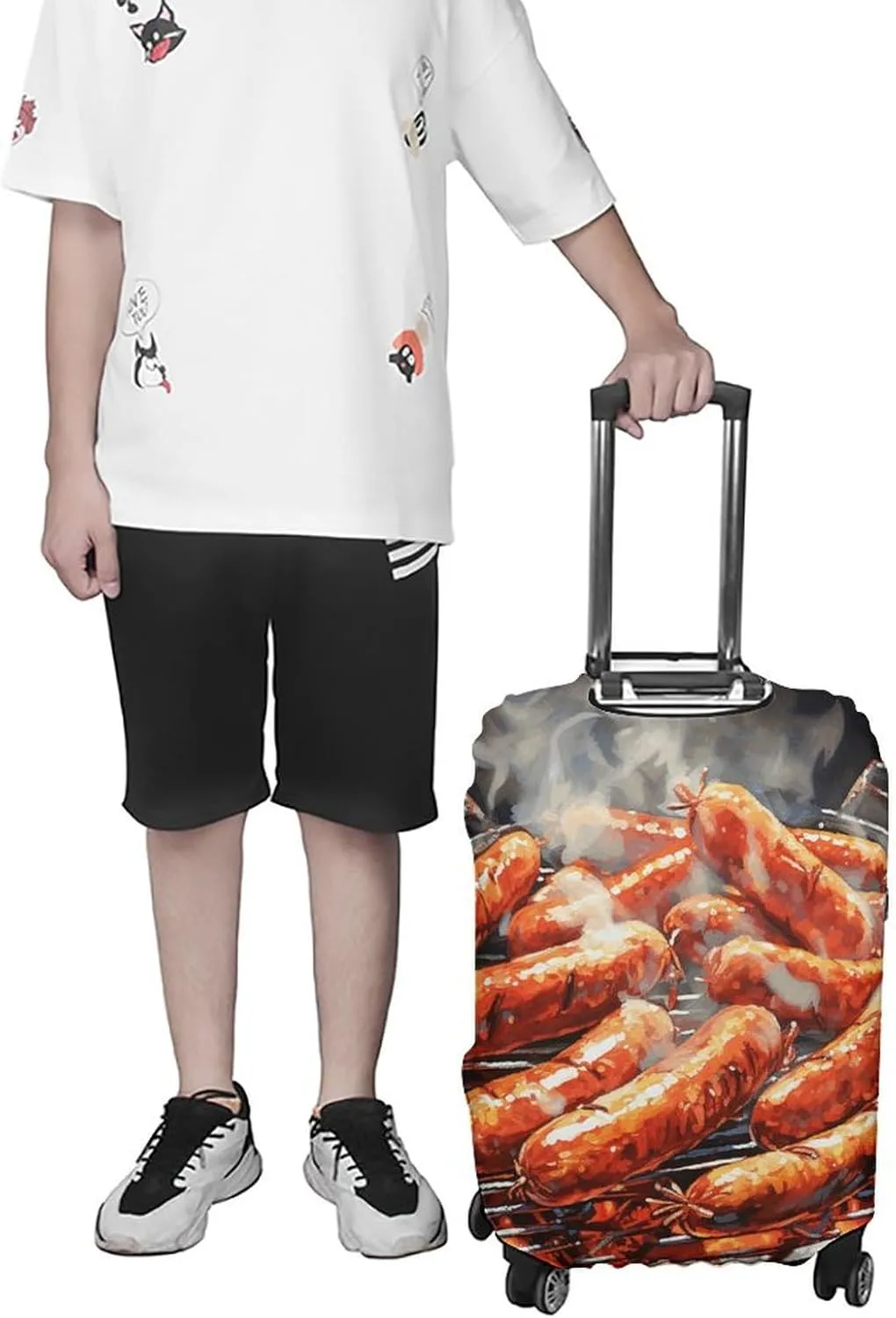 Suitcase Covers for Luggage Sausage on Fire Fashion Luggage Cover Washable Protector Waterproof Suitcase Cover Anti-scratch Travel Suitcases Covers Case for 19-32 Inch Luggages M