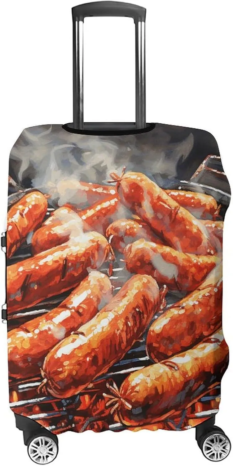 Suitcase Covers for Luggage Sausage on Fire Fashion Luggage Cover Washable Protector Waterproof Suitcase Cover Anti-scratch Travel Suitcases Covers Case for 19-32 Inch Luggages M
