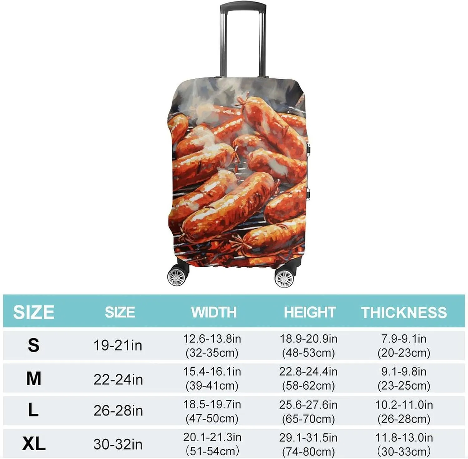 Suitcase Covers for Luggage Sausage on Fire Fashion Luggage Cover Washable Protector Waterproof Suitcase Cover Anti-scratch Travel Suitcases Covers Case for 19-32 Inch Luggages M