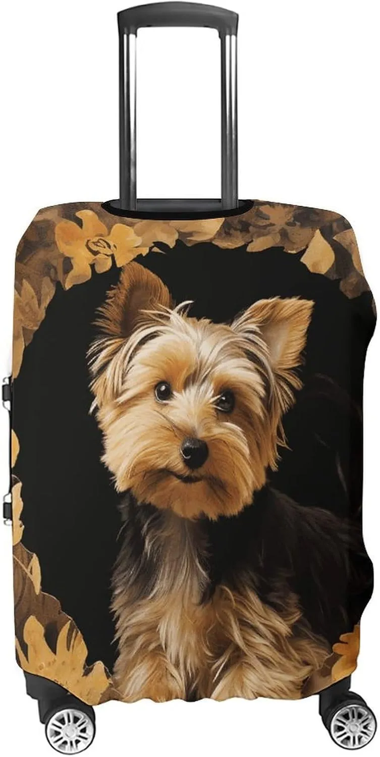 Suitcase Covers for Luggage Yorkshire Terrier in The Cave Fashion Luggage Cover Washable Protector Waterproof Suitcase Cover Anti-scratch Travel Suitcases Covers Case for 19-32 Inch Luggages L