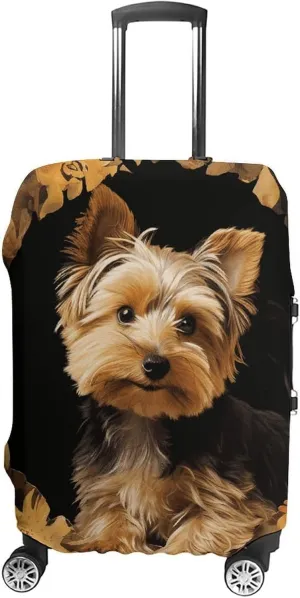 Suitcase Covers for Luggage Yorkshire Terrier in The Cave Fashion Luggage Cover Washable Protector Waterproof Suitcase Cover Anti-scratch Travel Suitcases Covers Case for 19-32 Inch Luggages L